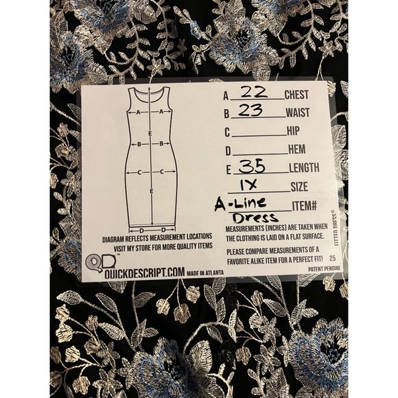 Signature by Robbie Bee Sz 1X  Black/Beige Embroidered Overlay Sleeveless A-Line - Picture 2 of 8